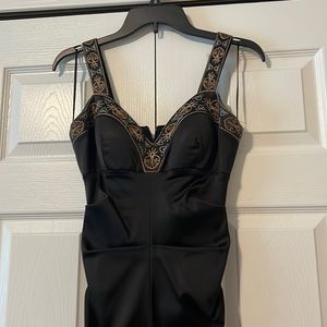 RARE Cache stretch satin cocktail dress